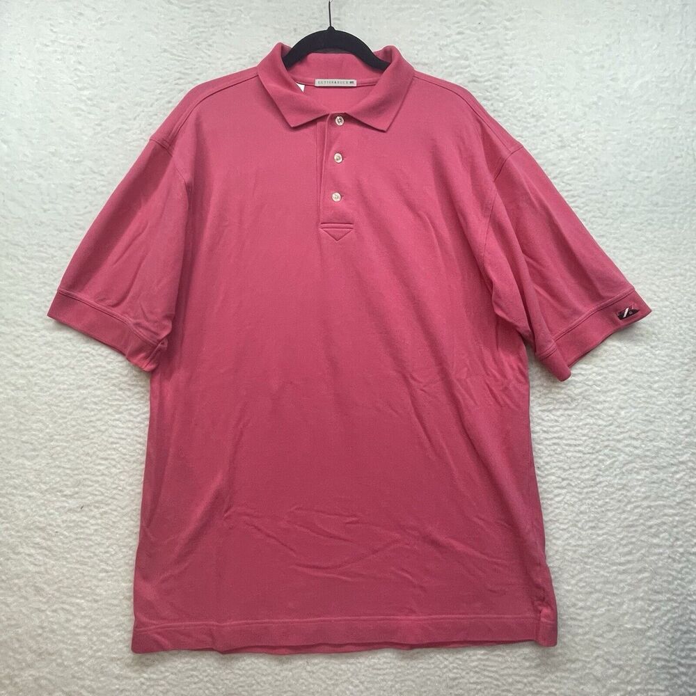 Cutter and Buck Shirt Mens Large Pink Polo Golf Outdoor Short Sleeve Preppy